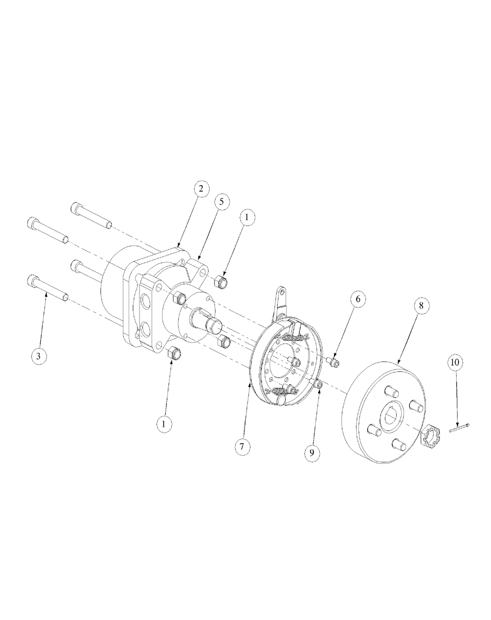 Brake Motor Mount And Hub Diagram and Parts List for M60-KW 53BB5D8X750-25HP-OHV Cub Cadet Lawn Tractor